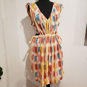Anthropologie Lilka Multicolored Cutout Dress Size L
